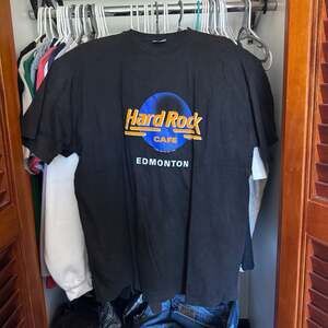 Vintage 1989 Hard Rock Cafe Edmonton Black T-Shirt Hanes Beefy-T